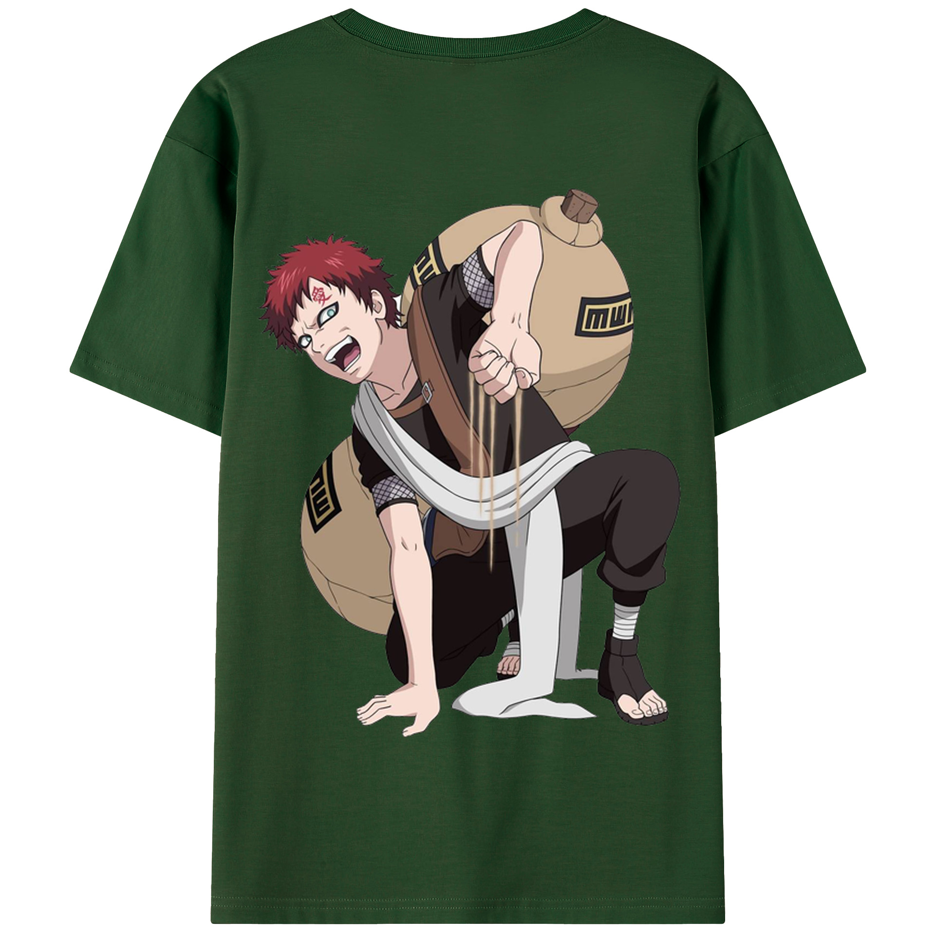 （画像用） NARUTO -ナルト- ガアラ Gaara 綿100％半袖Tシャツ（背面プリント）